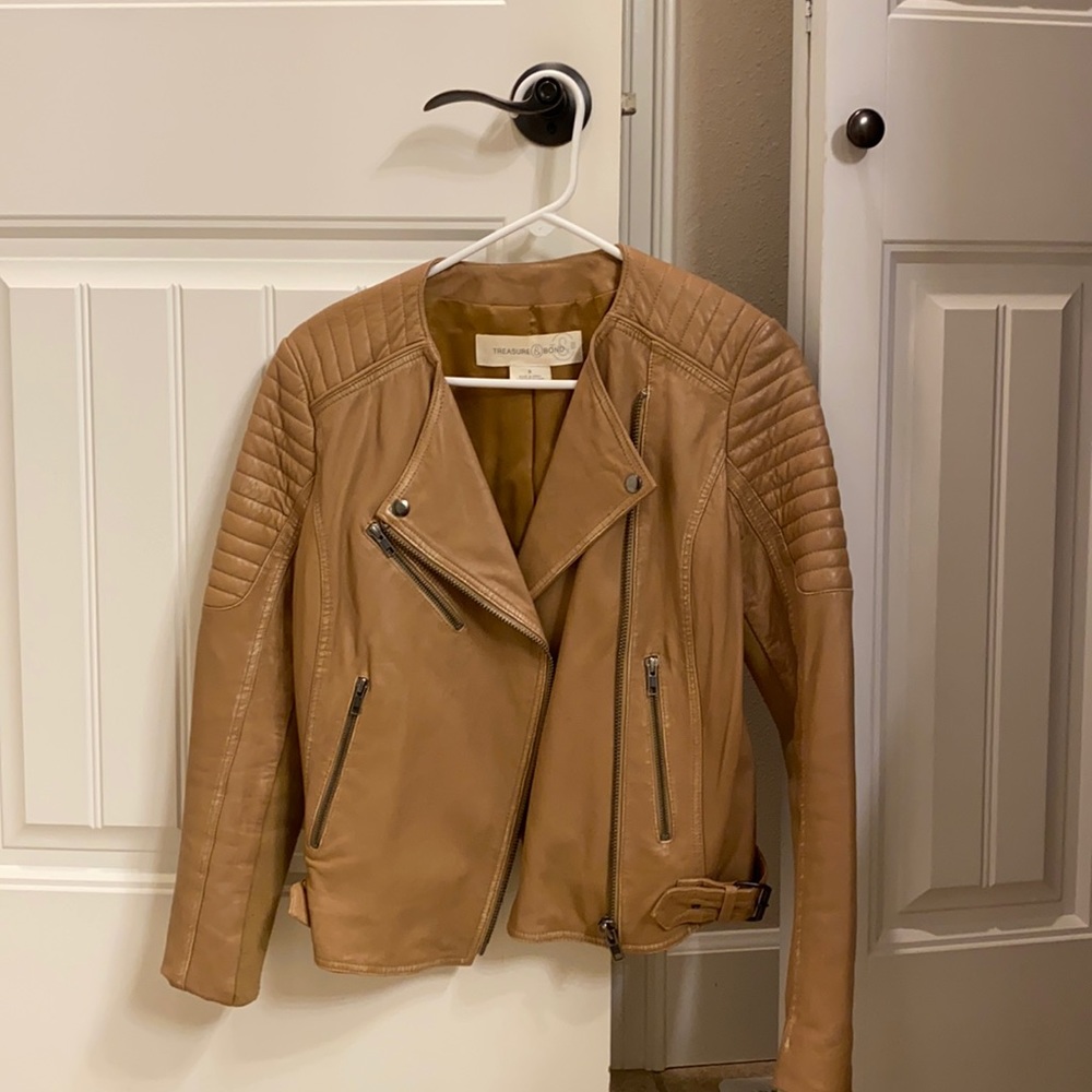 Treasure & Bond Tan Moto Jacket Soft Leather Small